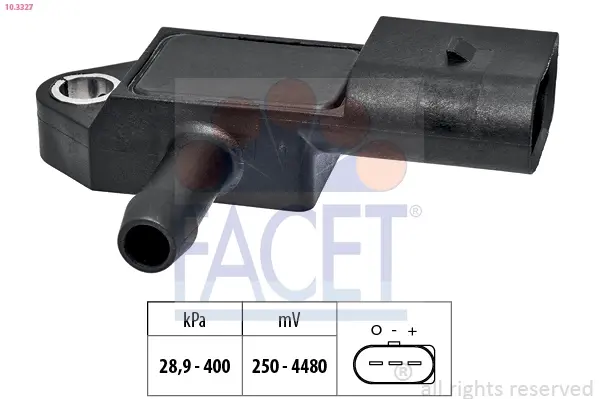 Датчик давления выхлопных газов Golf/Passat/Caddy/T6/Crafter 1.6/2.0TDI 12- (10.3327) Facet FACET 103327 (фото 1)