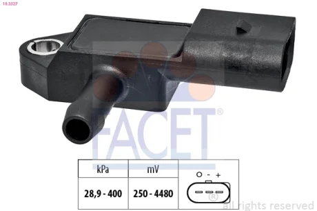 Датчик тиску вихлопних газів Golf/Passat/Caddy/T6/Crafter 1.6/2.0TDI 12- (10.3327) Facet FACET 103327