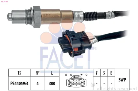Датчик кислорода (лямбда-зонд) Opel Astra H (04-), Vectra B, C (96-) 1.8i (10.71 FACET 107136