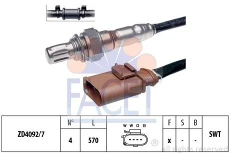 Датчик кислорода (лямбда-зонд) Skoda Roomster 1.4 (06-15) (10.7966) Facet FACET 107966