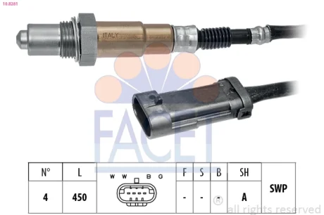 Датчик кислорода (лямбда-зонд) Renault Duster (11-), Megane II (03-) K4M 1.6 16V FACET 108281