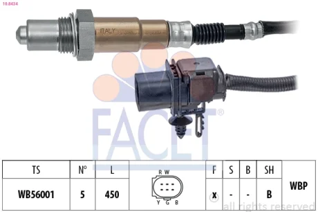 Датчик кисню (лямбда-зонд) верхній Ford Focus III (10-) 2.0 Gdi (10.8434) Facet FACET 108434