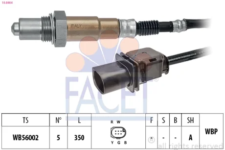 Датчик кисню (лямбда-зонд) (5 конт./350 мм)) Vito 03- OM646/642/ Sprinter 09- OM651 (10.8464) Facet FACET 108464