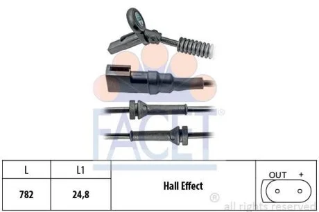 Датчик ABS Ford FIESTA V 1.25-2.0ST 01- передний Л/Пр (21.0024) Facet FACET 210024