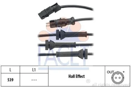 Датчик ABS MEGANE II, SCENIC II, GRAND SCENIC II 1.4-2.0 02-05 передн Л/Пр (21.0054) Facet FACET 210054