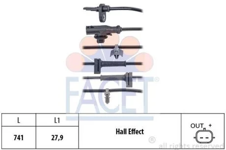 Датчик ABS передний Ford Courier 14-> (21.0124) Facet FACET 210124