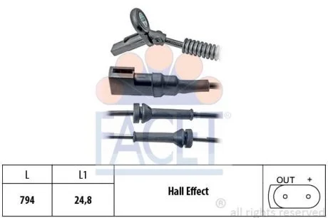Датчик ABS передний Ford Fusion 02-13 (790 мм)) (21.0151) Facet FACET 210151