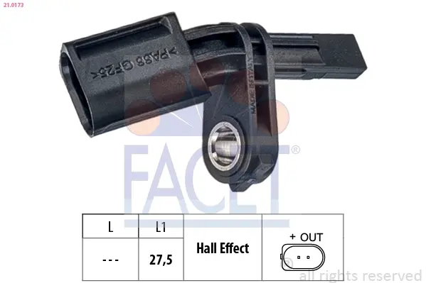 Датчик ABS перед/зад. Touareg 03-/Cayenne 02-07/Audi Q7 06- Пр. (21.0173) Facet FACET 210173 (фото 1)