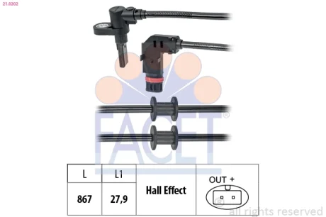 Датчик ABS перед/зад MB Vito 03- (21.0202) Facet FACET 210202