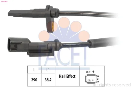 Датчик ABS передній Ford Transit (13-), Transit Custom (12-) Facet FACET 210264