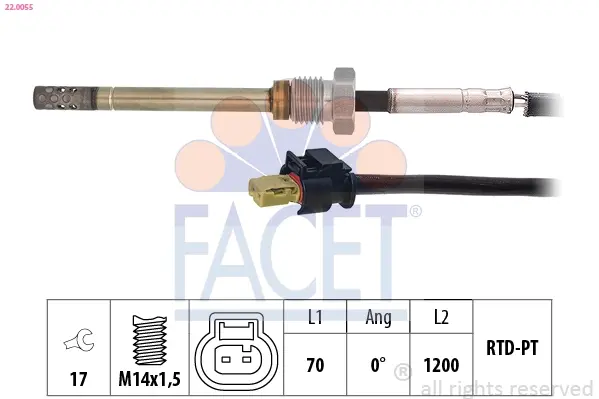 Датчик температуры выхлопных газов MB Sprinter (906) 2.1D-3.2D 03- (22.0055) Facet FACET 220055 (фото 1)
