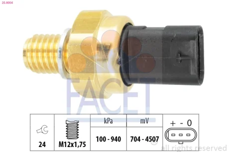 Датчик тиску оливи Opel Astra J, K, Insignia A, B (25.0004) Facet FACET 250004