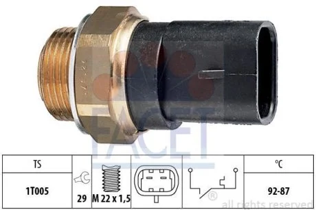 Датчик включения вентилятора Fiat Panda/Tempra/Tipo/Uno 0.8-2.8 79- (7.5031) Facet FACET 75031