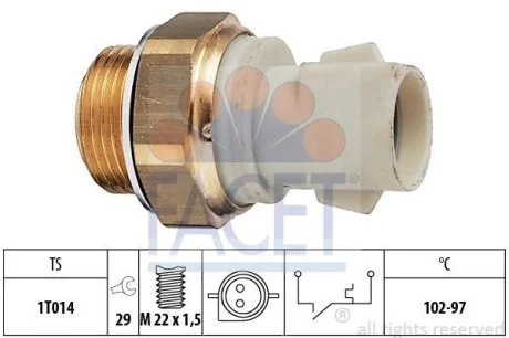 Датчик включения вентилятора Ford Escort/Fiesta/Focus/Orion/Scorpio/Sierra 1.1-3.0 82-04 (7.5137) Facet FACET 75137