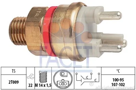 Датчик увімкнення вентилятора Mercedes Benz W124/201 M102/OM601 82-> (7.5637) Facet FACET 75637