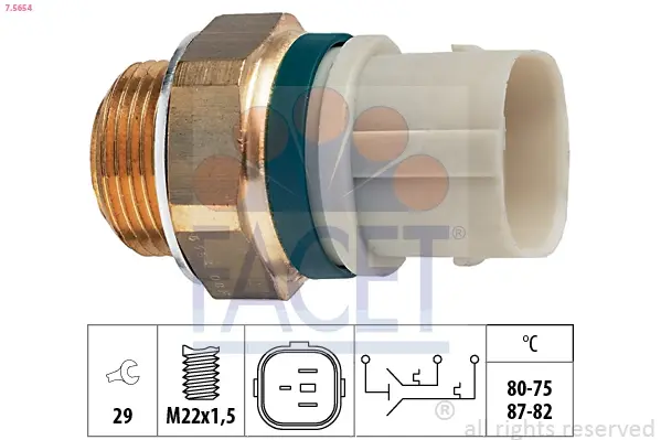 Датчик увімкнення вентилятора T4 2.4D -98 (7.5654) Facet FACET 75654 (фото 1)