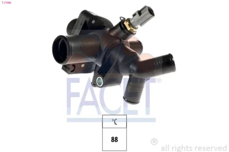 Термостат (З корпусом + датчик) Ford Transit (88 C) (13-) 2.2 TDCi (7.7948) Facet FACET 77948
