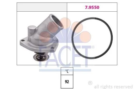 Термостат Opel Astra F/Vectra A 1.6-2.0i 16V -98 (92 C) (7.8196) Facet FACET 78196