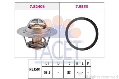 Термостат Jumper/Ducato/Boxer 1.6-2.0 i/D 94- (82 C) (7.8240) Facet FACET 78240