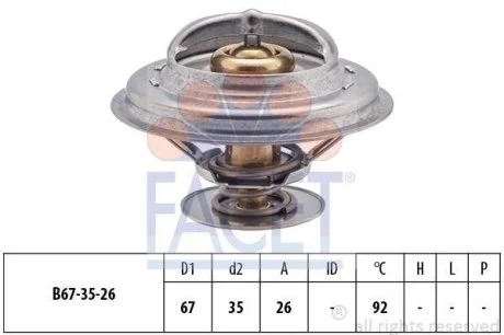 Термостат BMW 3(E36)/5(E39) 1.6-2.8 и 89-00(92C) с прокладкой (7.8302S) Facet FACET 78302S
