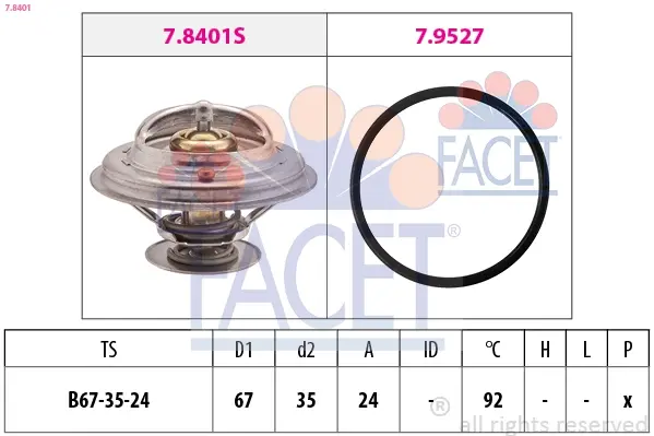 Термостат Audi A4, A6, A8/Skoda SUPERB, VW Passat 1.6-4.2i 96-08 (92 C) (7.8401) Facet FACET 78401 (фото 1)