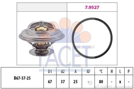 Термостат OM 615-617/BMW 3(E30)/5(E12/E28) 68-/VW 2.3-3.2 V6/VR6 90- (79 C) (7.8623) Facet FACET 78623