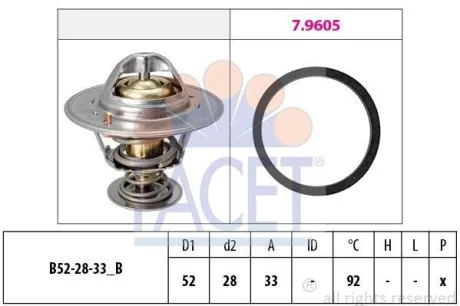 Термостат Ford Connect 1.0 EcoBoost 13-> (7.8928) Facet FACET 78928