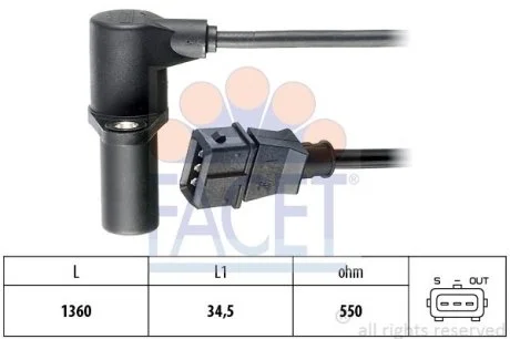 Датчик оборотов коленвала Opel Frontera a 2.4 i (53mwl4) (92-98) (9.0040) Facet FACET 90040