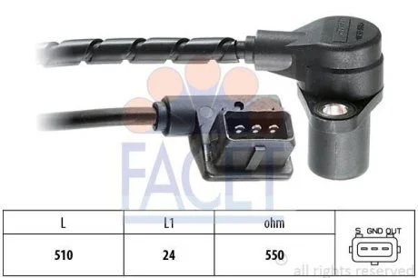 Датчик обертів коленвала BMW 5(E34)/7(E32) 3.0/3.4 (78-95) (9.0065) Facet FACET 90065