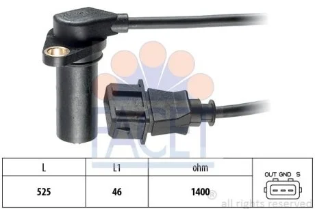 Датчик оборотов коленвала VW Caddy/Golf/Passat/Polo/Sharan 1.7/1.9 (93-04) (9.0068) Facet FACET 90068