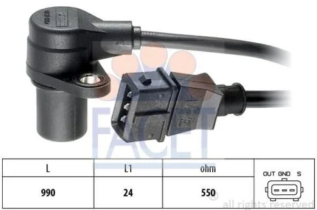 Датчик оборотов коленвала Opel Kadett E/Omega A/Vectra A 1.6-3.3 (85-03) Facet FACET 9.0073