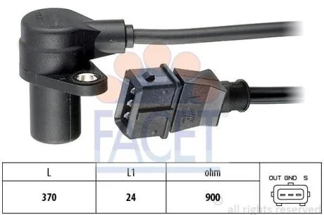 Датчик оборотов коленвала Ford Galaxy/VW Golf, Sharan,T4 2.8 i (95-) (9.0077) Facet FACET 90077