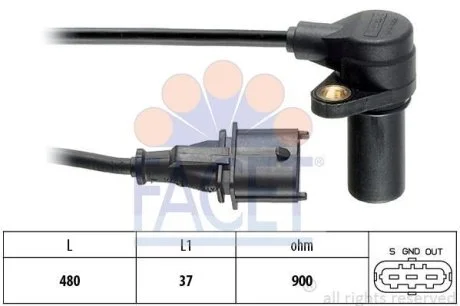 Датчик оборотов коленвала Fiat Punto, Bravia,Bravo/Lancia Kappa 1.9D/2.4D (96-) (9.0169) Facet FACET 90169