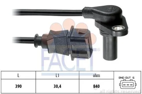 Датчик оборотов коленвала VW Bora/Golf 1.6-2.3 96-07 (9.0204) Facet FACET 90204