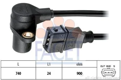 Датчик оборотов коленвала Audi A6/A8/VW Passat 2.3-2.8 i (95-) (9.0214) Facet FACET 90214