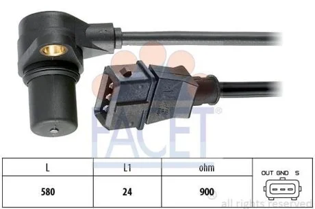 Датчик оборотов коленвала VW Passat 2.8 (96-02) (9.0215) Facet FACET 90215
