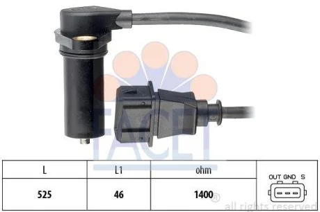 Датчик оборотов коленвала Audi A3/Skoda Octavia/VW Bora/Golf/Polo 1.9 TDI (96-) (9.0219) Facet FACET 90219