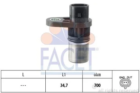 Датчик оборотов коленвала Opel Astra/Vectra 2.2 i (00-) (9.0292) Facet FACET 90292