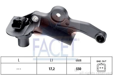 Датчик оборотов коленвала Citroen Berlingo, C3,C4, NEMO/Peugeot 206 1.0-1.6ALK 90- (9.0298) Facet FACET 90298