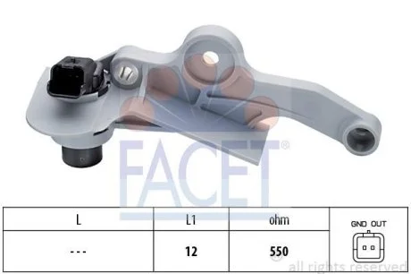 Датчик оборотов коленвала Citroen C4 i 1.6 16v (04-11) Facet FACET 9.0299