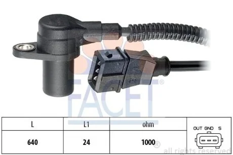 Датчик оборотов коленвала Fiat Ducato/ Iveco DAILY III/BOXER 2.8D 99- Facet FACET 9.0301