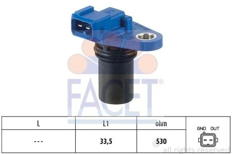 Датчик оборотов коленвала Volvo C30, S40 II, V50 1.25-1.6, 95- Facet FACET 9.0302