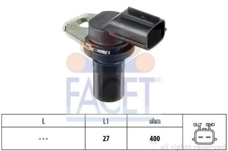 Датчик оборотов коленвала Ford C-Max/Fiesta/Focus 1.25-2.5 i/TDCI/Ti/DI/TDDi/TDI 98- (9.0308) Facet FACET 90308