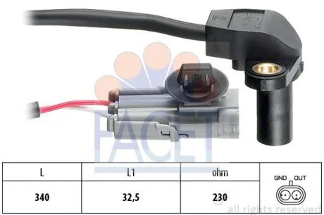 Датчик обертів коленвала Renault Laguna II (03-), Megane II (03-) 2.0 16V (9.0328) Facet FACET 90328