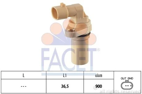 Датчик оборотов коленвала Fiat DOBLO, PUNTO, SEDICI 1.8/1.9D/2.4D 99-  Facet FACET 9.0379