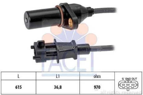 Датчик оборотов коленвала Hyundai Santa fe ii 2.2 crdi (06-12) Facet FACET 9.0569