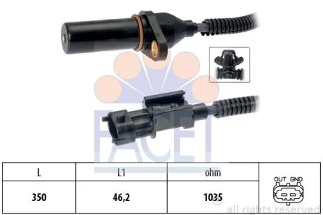 Датчик оборотов коленвала Hyundai Elantra 1.6 (11-15) (9.0571) Facet FACET 90571