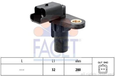 Датчик обертів коленвала Opel Vivaro/ Renault Laguna II/Megane III 1.4-1.9dCi-2.0 01- (9.0579) Facet FACET 90579