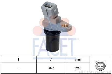 Датчик обертів коленвала Smart 451/452 0.7-1.0 i/Turbo/CDi (03-) (9.0641) Facet FACET 90641