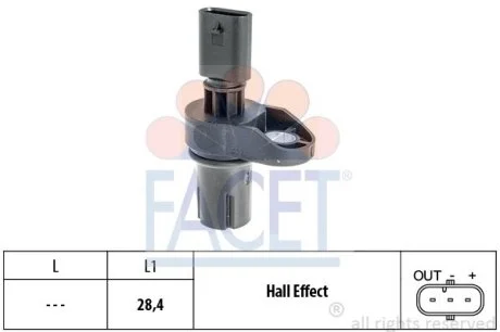 Датчик оборотов коленвала BMW 1/2/3/4/5/6/7/X1/X3/X4/X5/X6 1.6-3.0 d 03-  Facet FACET 9.0757